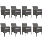 vidaXL Set de comedor de jardín 9 pzas ratán PE y madera acacia gris vidaXL Set de comedor de jardín 9 pzas ratán PE y madera acacia gris