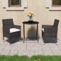 vidaXL Set de bistró de jardín 3 pzas ratán PE vidrio templado marrón vidaXL Set de bistró de jardín 3 pzas ratán PE vidrio templado marrón