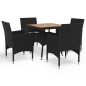 vidaXL Muebles de jardín 5 piezas ratán sintético negro y acacia vidaXL Muebles de jardín 5 piezas ratán sintético negro y acacia