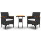 vidaXL Juego de comedor de jardín 3 piezas ratán sintético negro