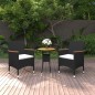vidaXL Juego de comedor de jardín 3 piezas ratán sintético negro vidaXL Juego de comedor de jardín 3 piezas ratán sintético negro