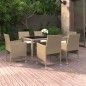 vidaXL Set de comedor de jardín 7 pzas ratán sintético vidrio beige vidaXL Set de comedor de jardín 7 pzas ratán sintético vidrio beige