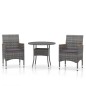 vidaXL Juego comedor de jardín 3 piezas ratán sintético gris vidaXL Juego comedor de jardín 3 piezas ratán sintético gris