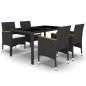 vidaXL Set de comedor de jardín 5 pzas ratán sintético vidrio templado vidaXL Set de comedor de jardín 5 pzas ratán sintético vidrio templado
