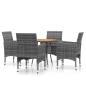 vidaXL Juego de comedor de jardín 5 piezas ratán sintético gris vidaXL Juego de comedor de jardín 5 piezas ratán sintético gris