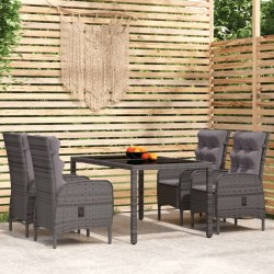 vidaXL Juego de comedor de jardín 7 piezas ratán sintético gris