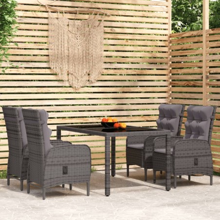 vidaXL Juego de comedor de jardín 7 piezas ratán sintético gris