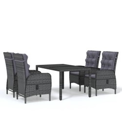 vidaXL Juego de comedor de jardín 7 piezas ratán sintético gris