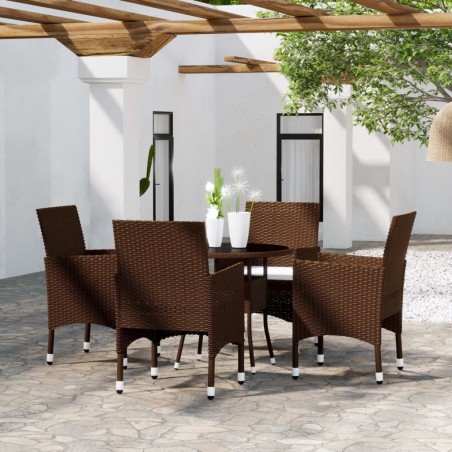 vidaXL Juego de comedor jardín 5 pzas ratán sintético marrón