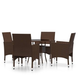 vidaXL Juego de comedor jardín 5 pzas ratán sintético marrón