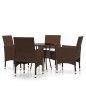 vidaXL Juego de comedor jardín 5 pzas ratán sintético marrón