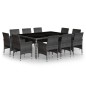 vidaXL Juego de comedor de jardín 11 piezas ratán sintético gris