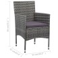vidaXL Juego de comedor de jardín 11 piezas ratán sintético gris
