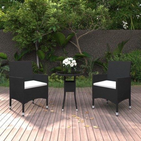 vidaXL Juego de comedor de jardín 3 piezas ratán sintético negro