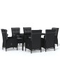 vidaXL Juego de comedor de jardín 7 piezas ratán sintético negro vidaXL Juego de comedor de jardín 7 piezas ratán sintético negro