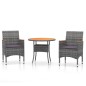 vidaXL Juego comedor de jardín 3 piezas ratán sintético gris vidaXL Juego comedor de jardín 3 piezas ratán sintético gris
