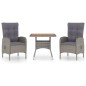 vidaXL Muebles de jardín 3 piezas ratán sintético gris madera acacia vidaXL Muebles de jardín 3 piezas ratán sintético gris madera acacia
