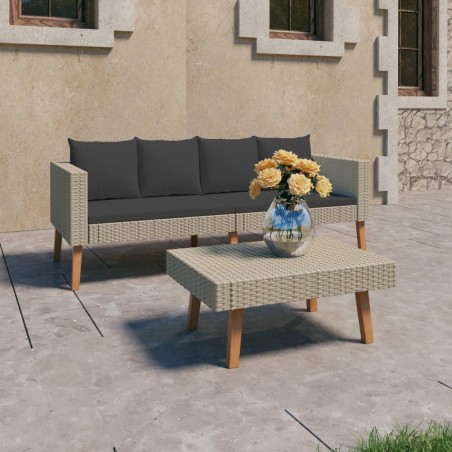 vidaXL Set de muebles de jardín 2 pzas y cojines ratán sintético beige