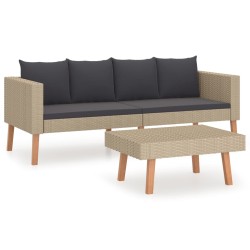 vidaXL Set de muebles de jardín 2 pzas y cojines ratán sintético beige