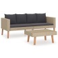 vidaXL Set de muebles de jardín 2 pzas y cojines ratán sintético beige vidaXL Set de muebles de jardín 2 pzas y cojines ratán sintético beige