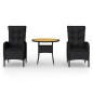 vidaXL Juego de comedor para jardín 3 piezas ratán sintético negro