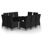 vidaXL Set de comedor de jardín 11 piezas ratán sintético negro vidaXL Set de comedor de jardín 11 piezas ratán sintético negro