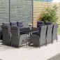 vidaXL Set de comedor de jardín 11 piezas ratán sintético gris