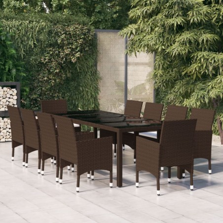 vidaXL Juego de comedor de jardín 11 piezas ratán sintético marrón