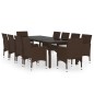 vidaXL Juego de comedor de jardín 11 piezas ratán sintético marrón