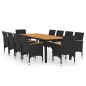 vidaXL Juego de comedor de jardín 11 piezas ratán sintético negro vidaXL Juego de comedor de jardín 11 piezas ratán sintético negro