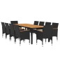 vidaXL Juego de comedor de jardín 11 piezas ratán sintético negro vidaXL Juego de comedor de jardín 11 piezas ratán sintético negro