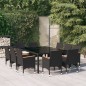 vidaXL Juego de comedor de jardín 11 piezas ratán sintético negro