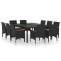vidaXL Juego de comedor de jardín 11 piezas ratán sintético negro