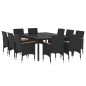 vidaXL Juego de comedor de jardín 11 piezas ratán sintético negro