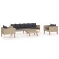 vidaXL Set de muebles de jardín 4 pzas y cojines ratán sintético beige vidaXL Set de muebles de jardín 4 pzas y cojines ratán sintético beige