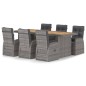 vidaXL Set de comedor de jardín 7 pzas y cojines ratán sintético gris vidaXL Set de comedor de jardín 7 pzas y cojines ratán sintético gris