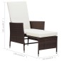 vidaXL Set muebles de jardín 3 piezas y cojines ratán sintético marrón vidaXL Set muebles de jardín 3 piezas y cojines ratán sintético marrón