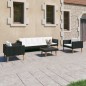 vidaXL Set de muebles de jardín 4 pzas y cojines ratán sintético negro