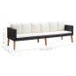 vidaXL Set de muebles de jardín 4 pzas y cojines ratán sintético negro