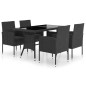 vidaXL Juego de comedor para jardín 5 piezas ratán sintético negro vidaXL Juego de comedor para jardín 5 piezas ratán sintético negro