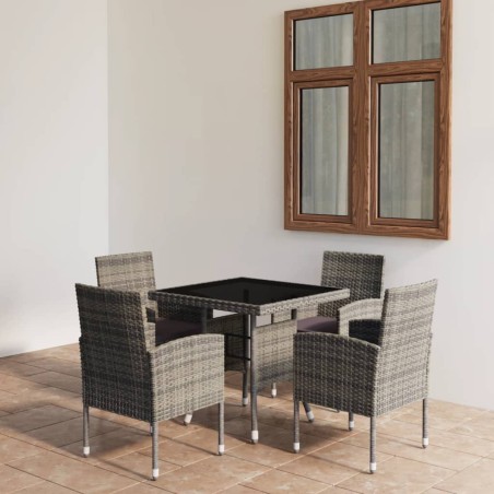 vidaXL Juego de comedor jardín 5 piezas ratán sintético gris antracita