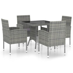 vidaXL Juego de comedor jardín 5 piezas ratán sintético gris antracita