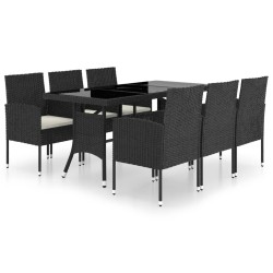 vidaXL Juego de comedor para jardín 7 piezas ratán sintético negro
