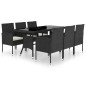 vidaXL Juego de comedor para jardín 7 piezas ratán sintético negro vidaXL Juego de comedor para jardín 7 piezas ratán sintético negro