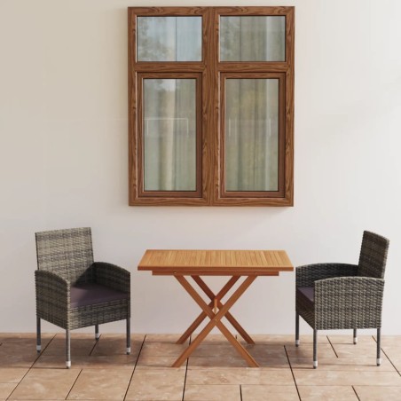 vidaXL Juego de comedor jardín 3 pzas madera acacia y ratán sintético