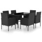 vidaXL Juego de comedor para jardín 7 piezas ratán sintético negro vidaXL Juego de comedor para jardín 7 piezas ratán sintético negro