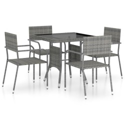 vidaXL Juego de comedor para jardín 5 piezas ratán sintético gris 