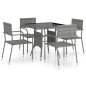 vidaXL Juego de comedor para jardín 5 piezas ratán sintético gris vidaXL Juego de comedor para jardín 5 piezas ratán sintético gris