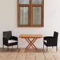 vidaXL Set comedor jardín 3 pzas madera acacia ratán sintético negro vidaXL Set comedor jardín 3 pzas madera acacia ratán sintético negro