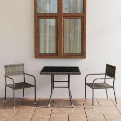vidaXL Set comedor jardín 3 pzas ratán sintético gris antracita y gris